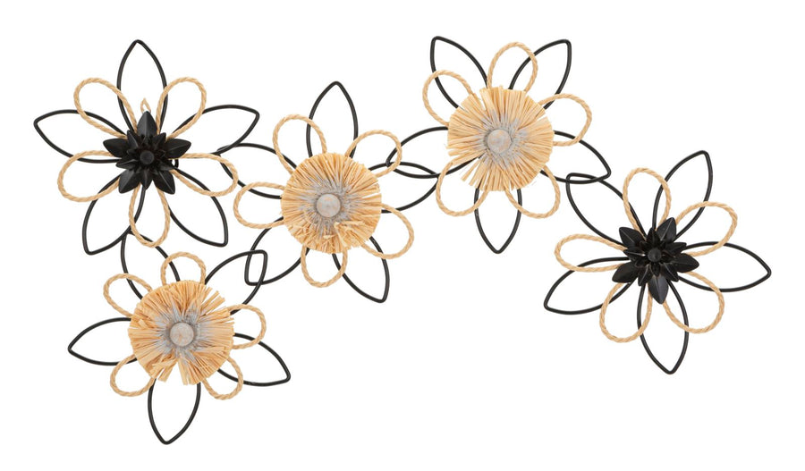 Metall und Holz Floral Wanddekoration