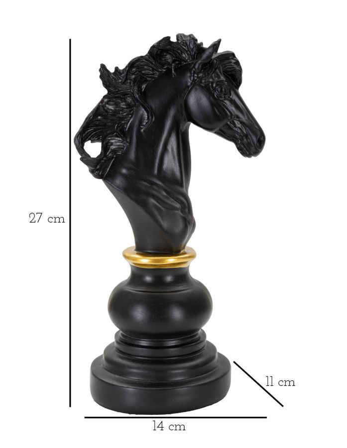 Schwarz & Gold Pferd Schachfigur (Modern Sculpture)