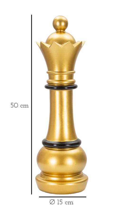 Gold & Schwarz Dame Schachfigur (Moderne Skulptur)