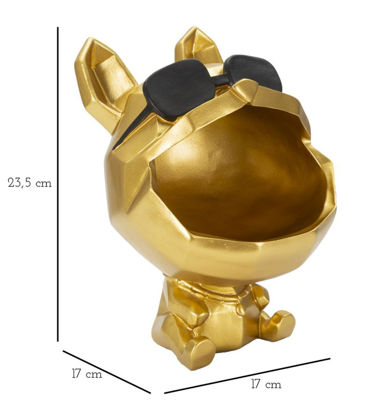 Goldene Hundestatue mit Sonnenbrille (Moderne Dekoration - Aufbewahrung)