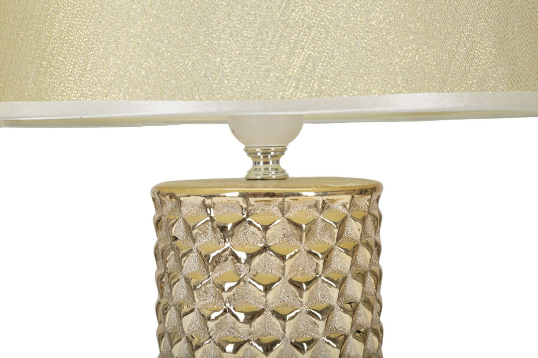 Gold und Beige Keramik Tischlampe