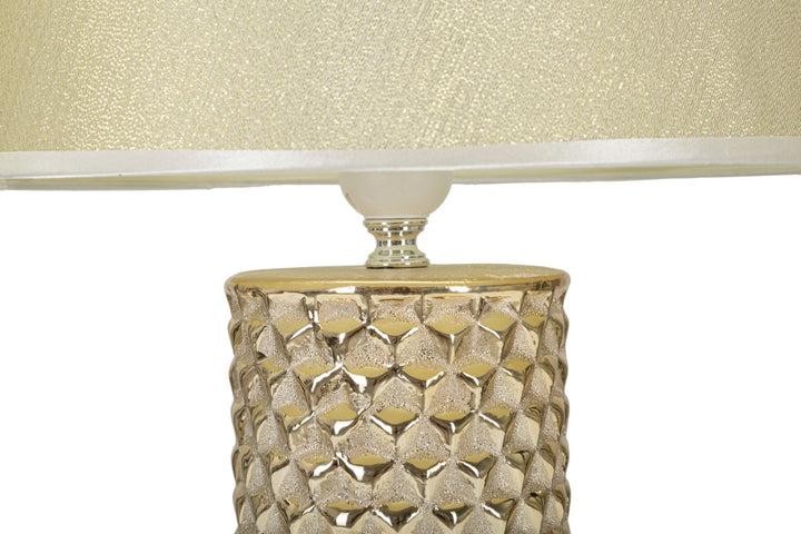Gold und Beige Keramik Tischlampe