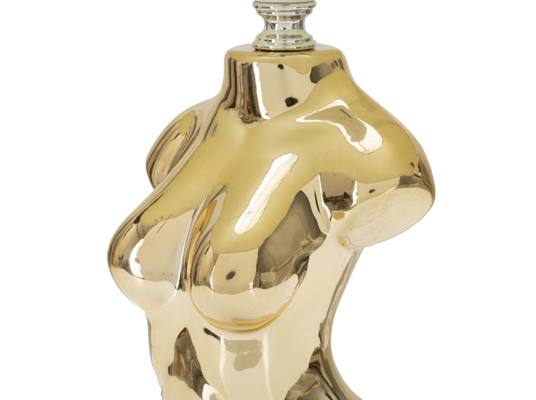 Goldfarbene Keramik-Tischlampe in Form eines Frauen-Oberkörpers