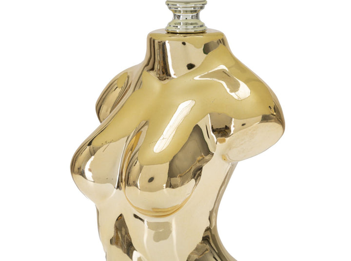 Goldfarbene Keramik-Tischlampe in Form eines Frauen-Oberkörpers