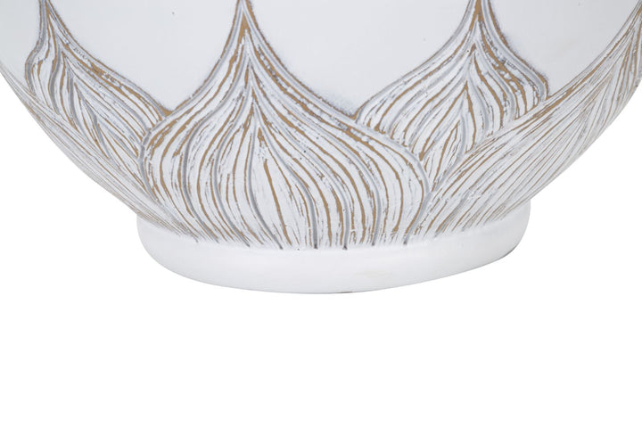 Weiße Tischlampe mit Blättermuster