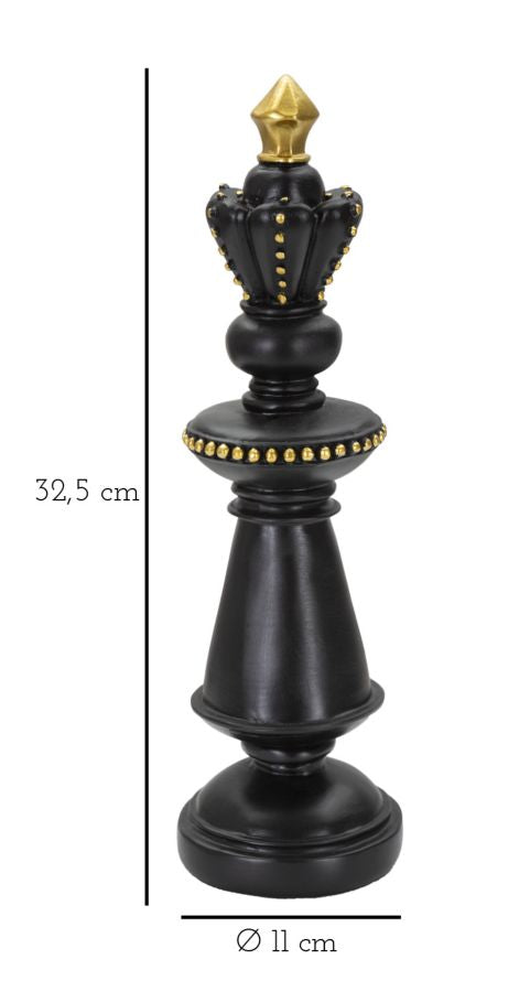 Schwarz & Gold König Schachfigur (Moderne Skulptur)