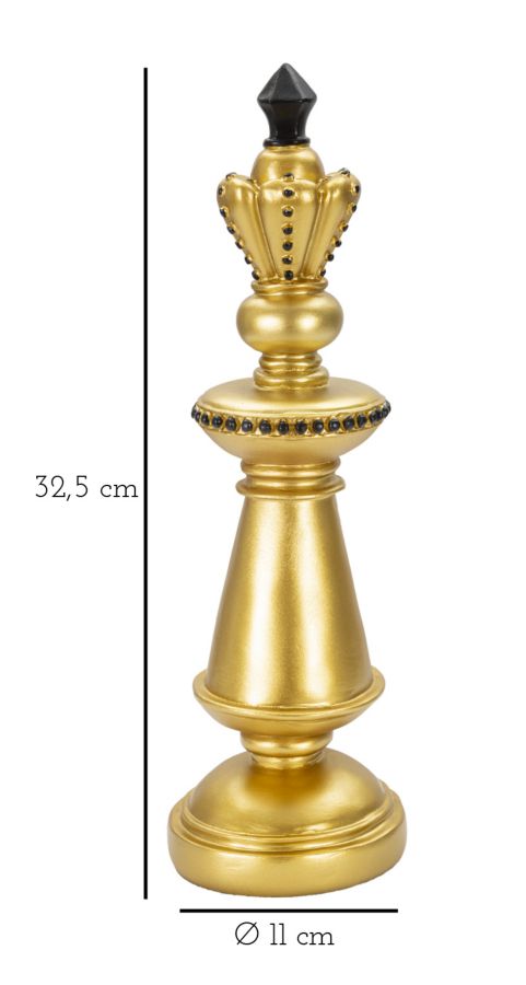Gold & Schwarz König Schachfigur (Modern Sculpture)