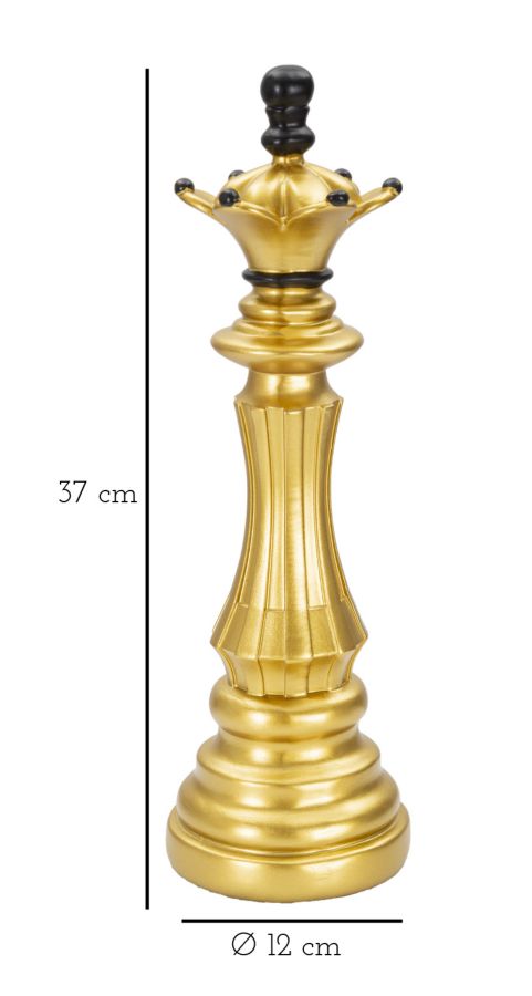 Gold & Schwarz Dame Schachfigur (Moderne Skulptur)