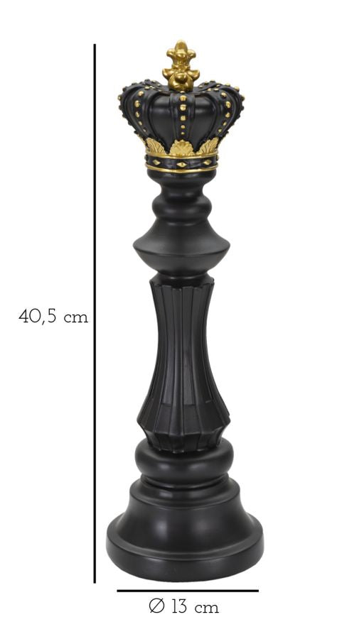 Schwarz & Gold König Schachfigur (Moderne Skulptur)