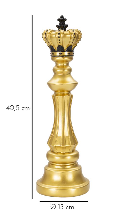 Gold & Schwarz König Schachfigur (Modern Sculpture)