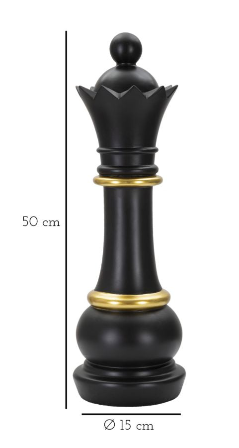 Schwarz & Gold Dame Schachfigur (Moderne Skulptur)