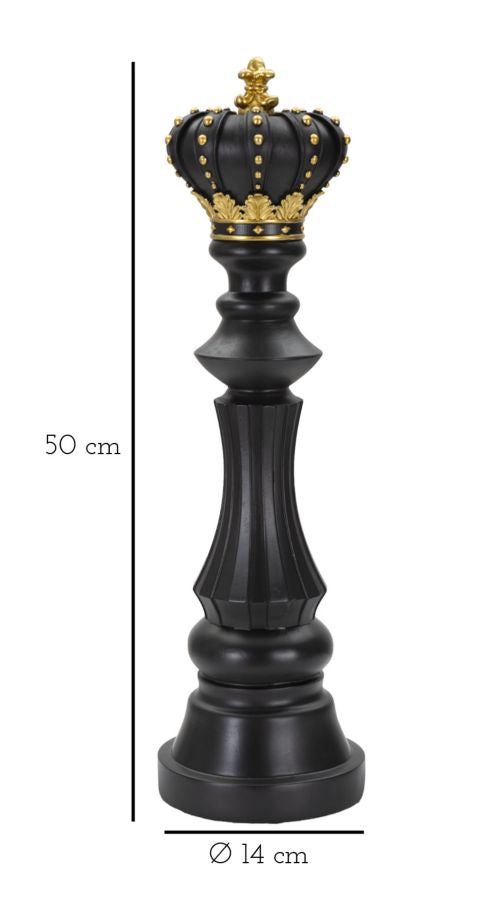Schwarz & Gold König Schachfigur (Moderne Skulptur)