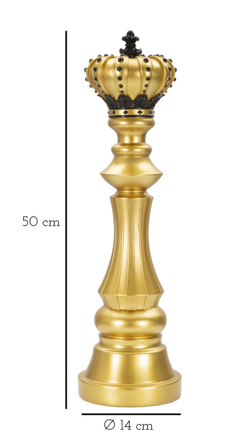 Gold & Schwarz König Schachfigur (Modern Sculpture)