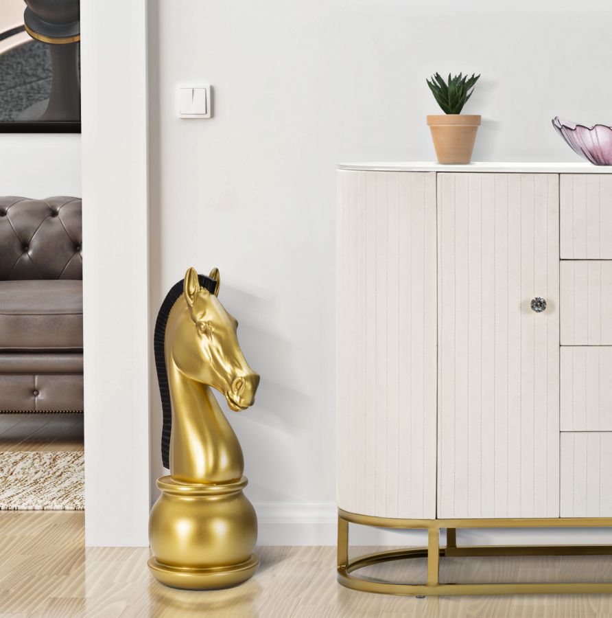 Gold & Schwarz Ritter Schachfigur (Moderne Skulptur)