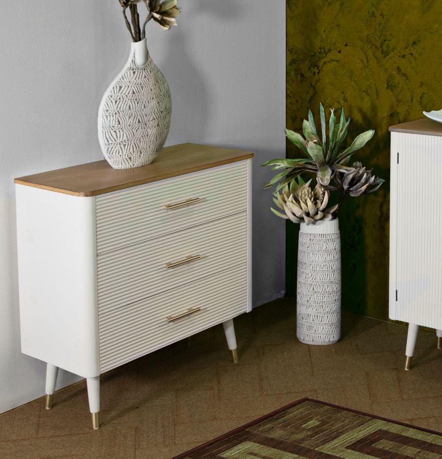 Weißes Holz Kommode mit 3 Schubladen
