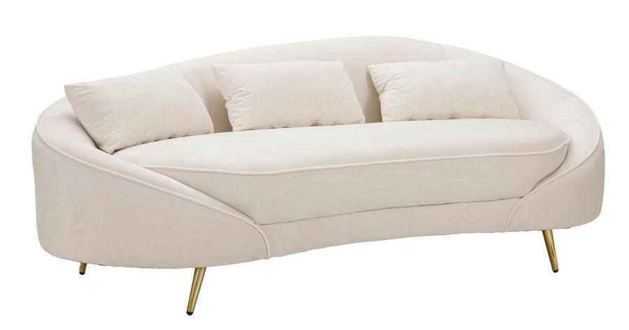 Creme 3 Sitzer Samt Sofa Mit Kissen Oslo Couch