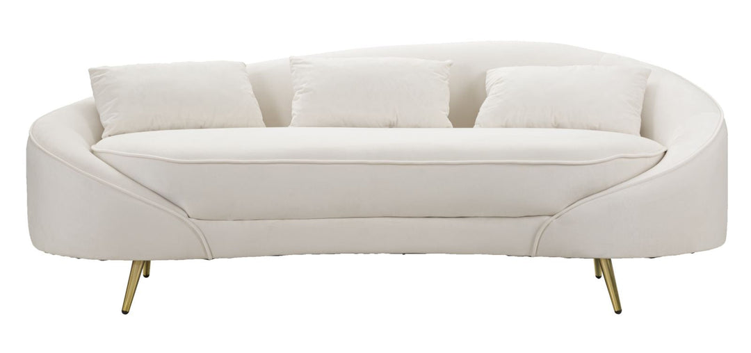 Creme 3 Sitzer Samt Sofa Mit Kissen Oslo Couch