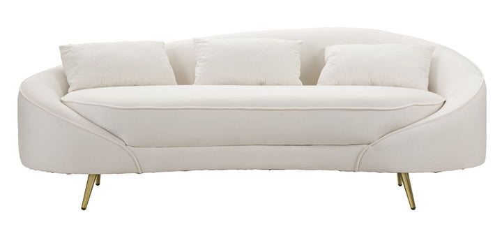 Creme 3 Sitzer Samt Sofa Mit Kissen Oslo Couch