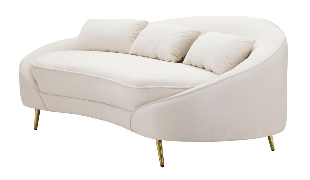 Creme 3 Sitzer Samt Sofa Mit Kissen Oslo Couch