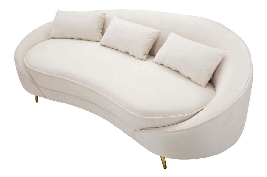 Creme 3 Sitzer Samt Sofa Mit Kissen Oslo Couch