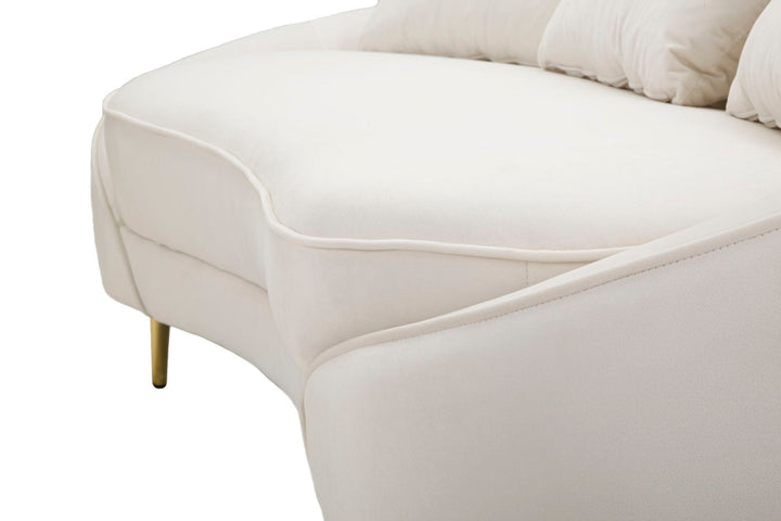 Creme 3 Sitzer Samt Sofa Mit Kissen Oslo Couch