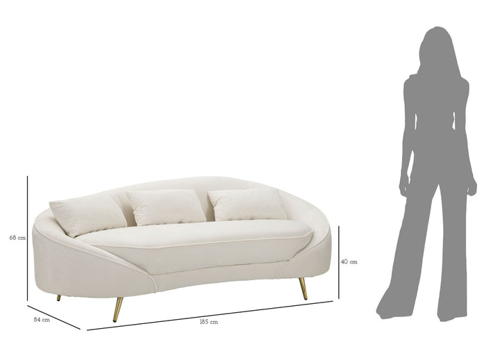 Creme 3 Sitzer Samt Sofa Mit Kissen Oslo Couch