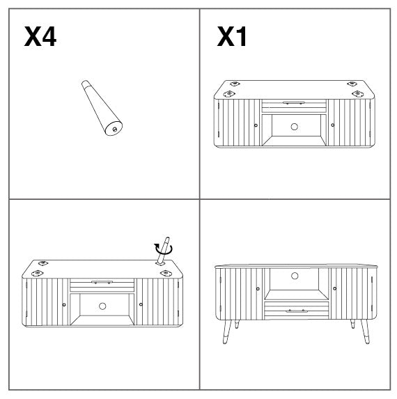 Weißer Holz-TV-Schrank mit brauner Platte