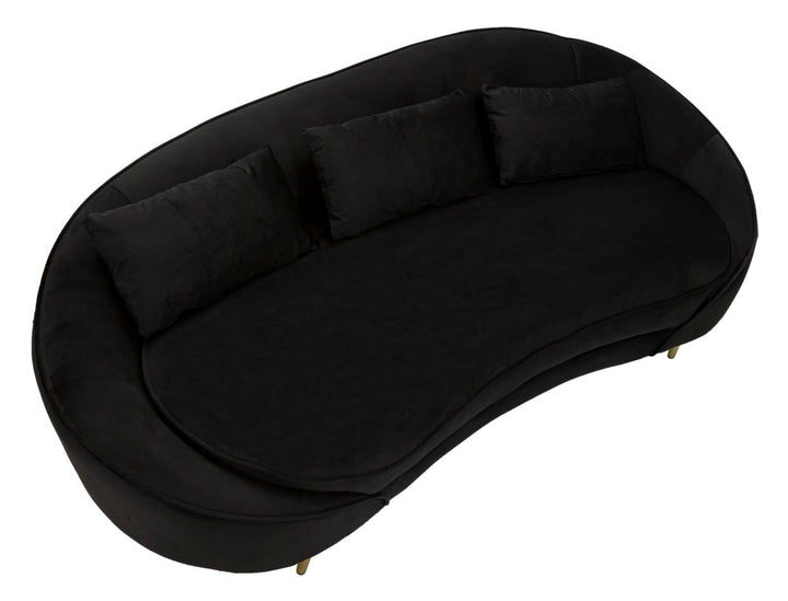 Schwarz 3 Sitzer Samt Sofa Mit Kissen Oslo Couch