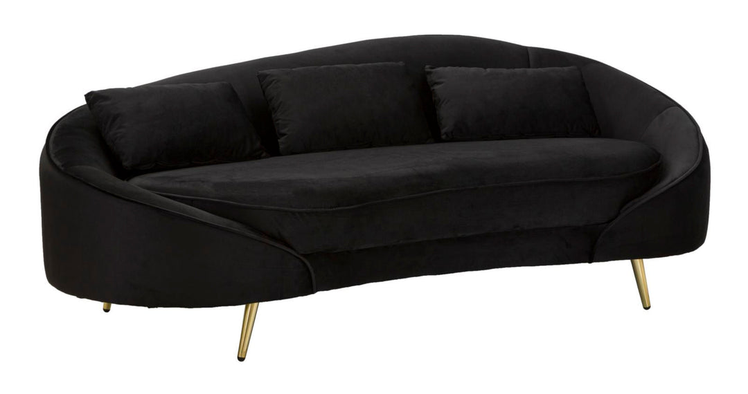 Schwarz 3 Sitzer Samt Sofa Mit Kissen Oslo Couch