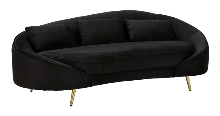Schwarz 3 Sitzer Samt Sofa Mit Kissen Oslo Couch