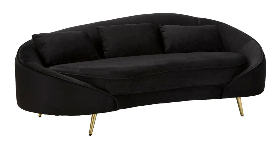 Schwarz 3 Sitzer Samt Sofa Mit Kissen Oslo Couch