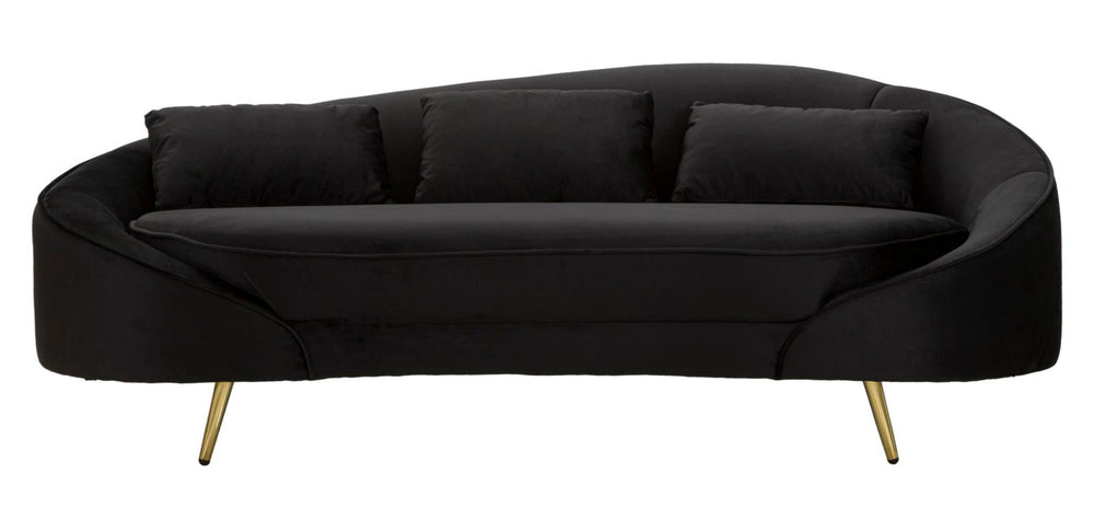 Schwarz 3 Sitzer Samt Sofa Mit Kissen Oslo Couch
