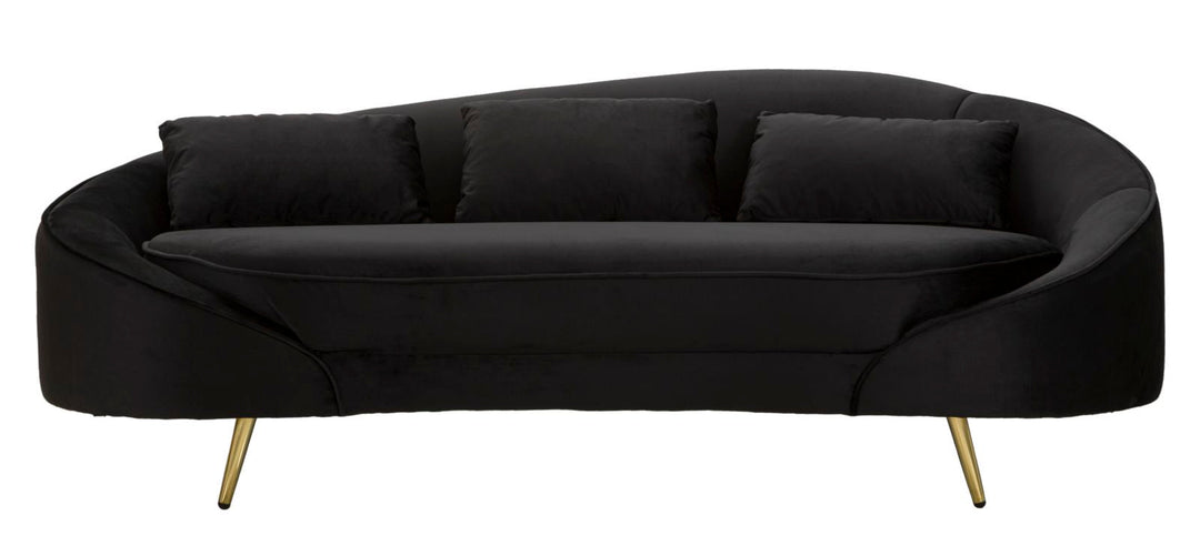Schwarz 3 Sitzer Samt Sofa Mit Kissen Oslo Couch