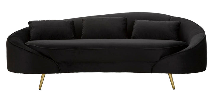 Schwarz 3 Sitzer Samt Sofa Mit Kissen Oslo Couch