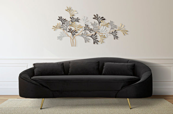 Schwarz 3 Sitzer Samt Sofa Mit Kissen Oslo Couch
