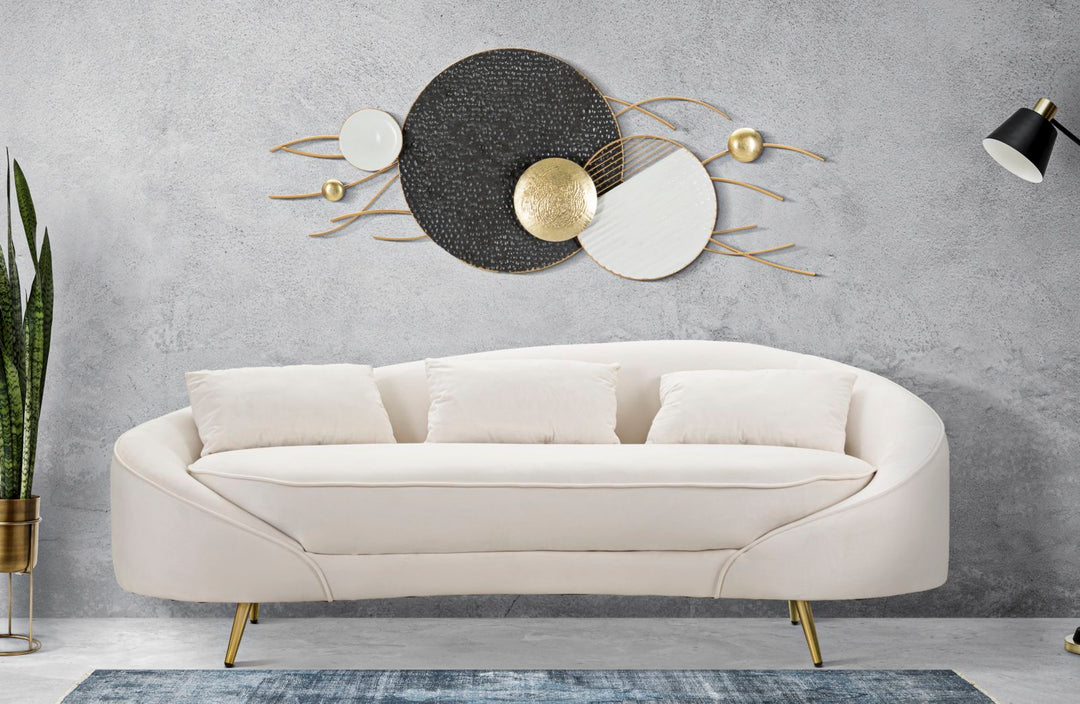 Creme 3 Sitzer Samt Sofa Mit Kissen Oslo Couch