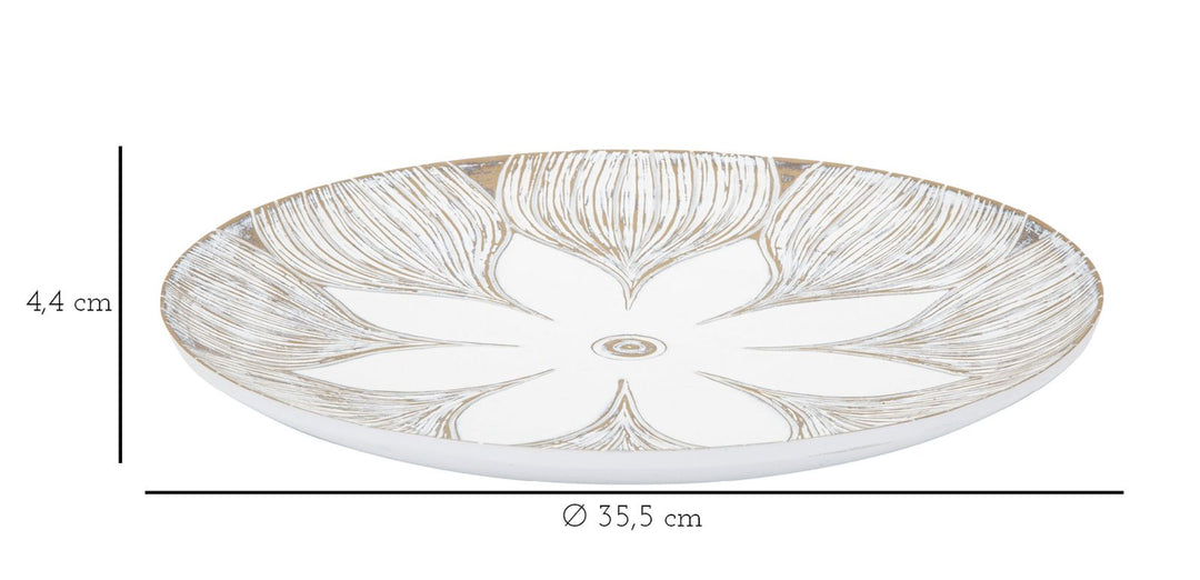 Weißes Dekotablett mit floralem Muster