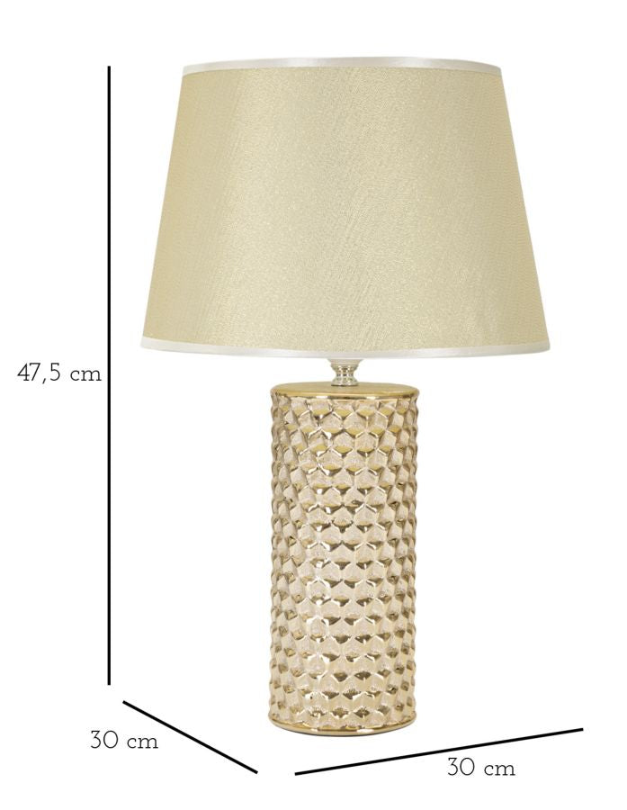 Gold und Beige Keramik Tischlampe