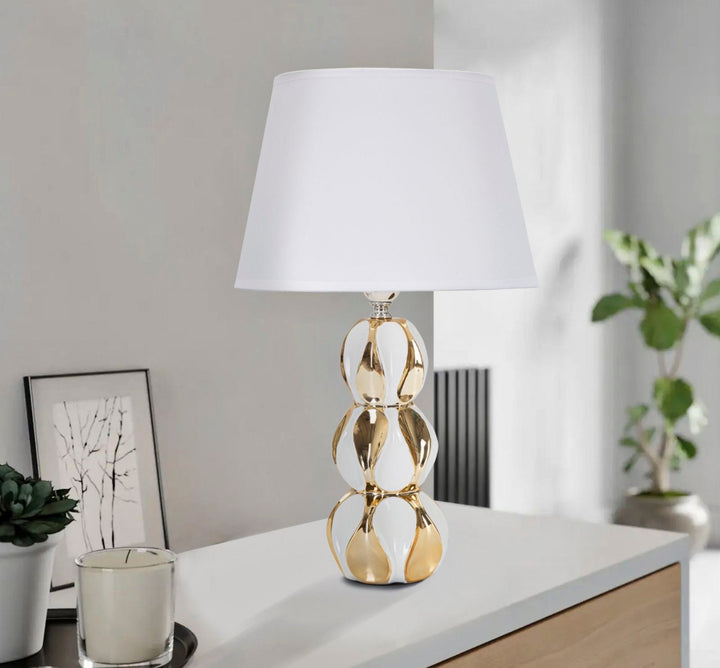 Gold und Weiß Keramik Drei Kugeln Tischlampe