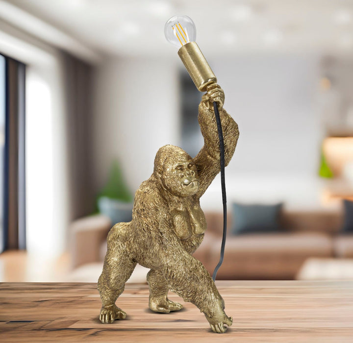 Goldener Gorilla Tischlampe