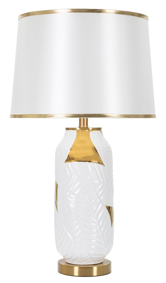 Luxuriöse Tischlampe aus Keramik in Gold und Weiß