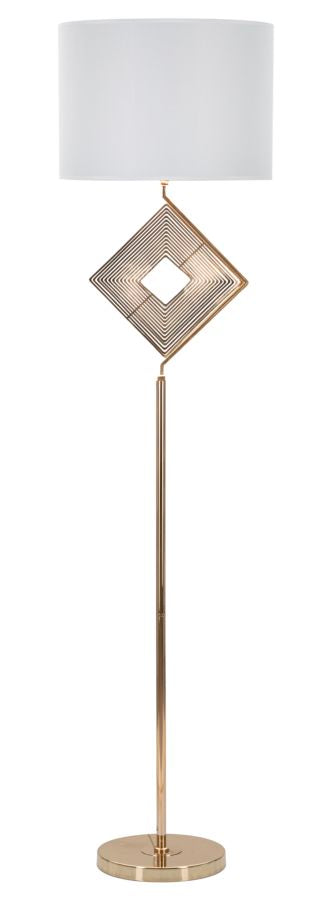 Geometrische Stehlampe in Gold und Weiß