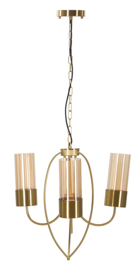Goldene tropfenförmige Deckenlampe aus Metall mit 3 Brennern