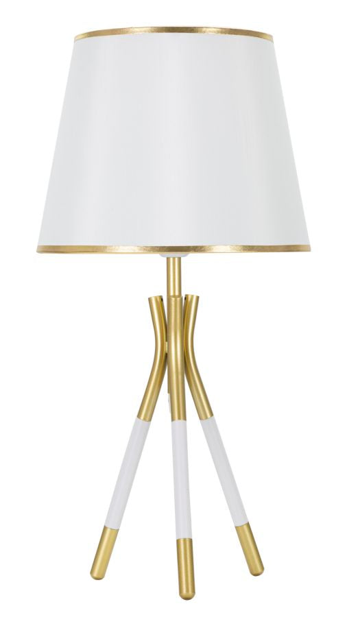 Gold und Weiß Metall Tischlampe mit 3 Beinen
