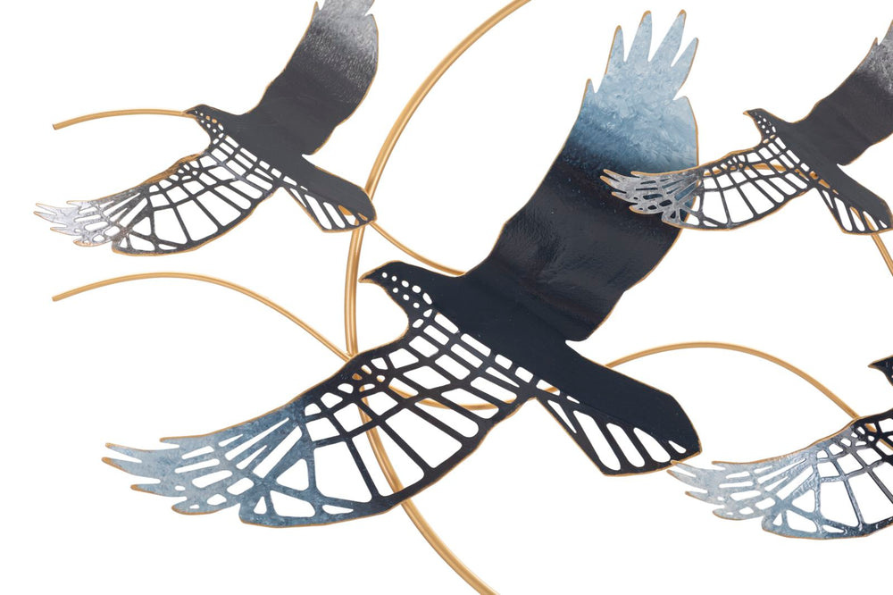 Metall Flying Birds Wanddekoration Runder Rahmen