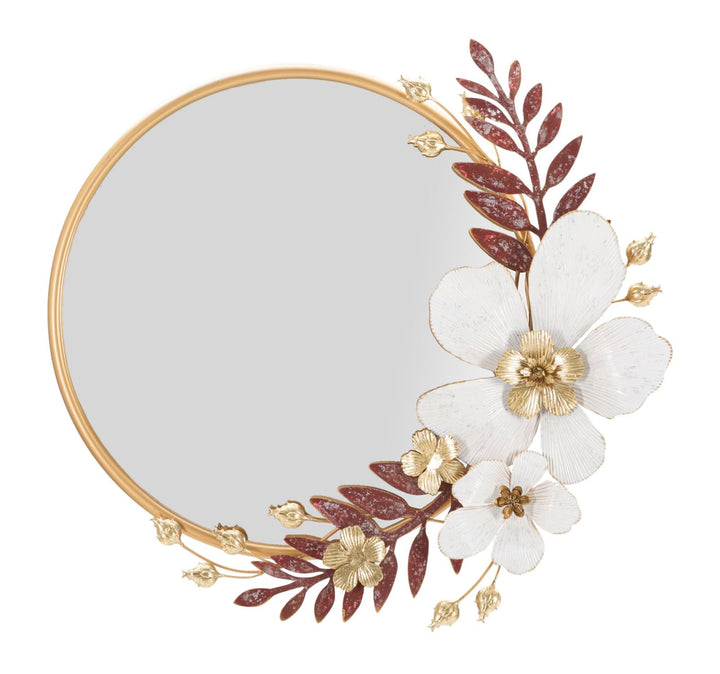 Metall Floral Runder Wandspiegel
