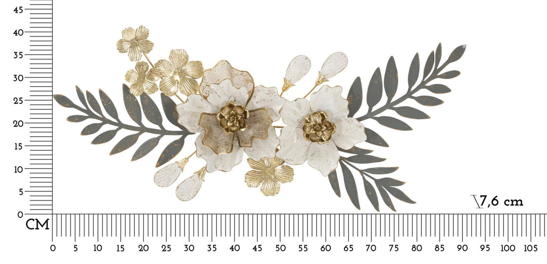 Metall und Holz Blumen- und Blattmuster Wanddekoration
