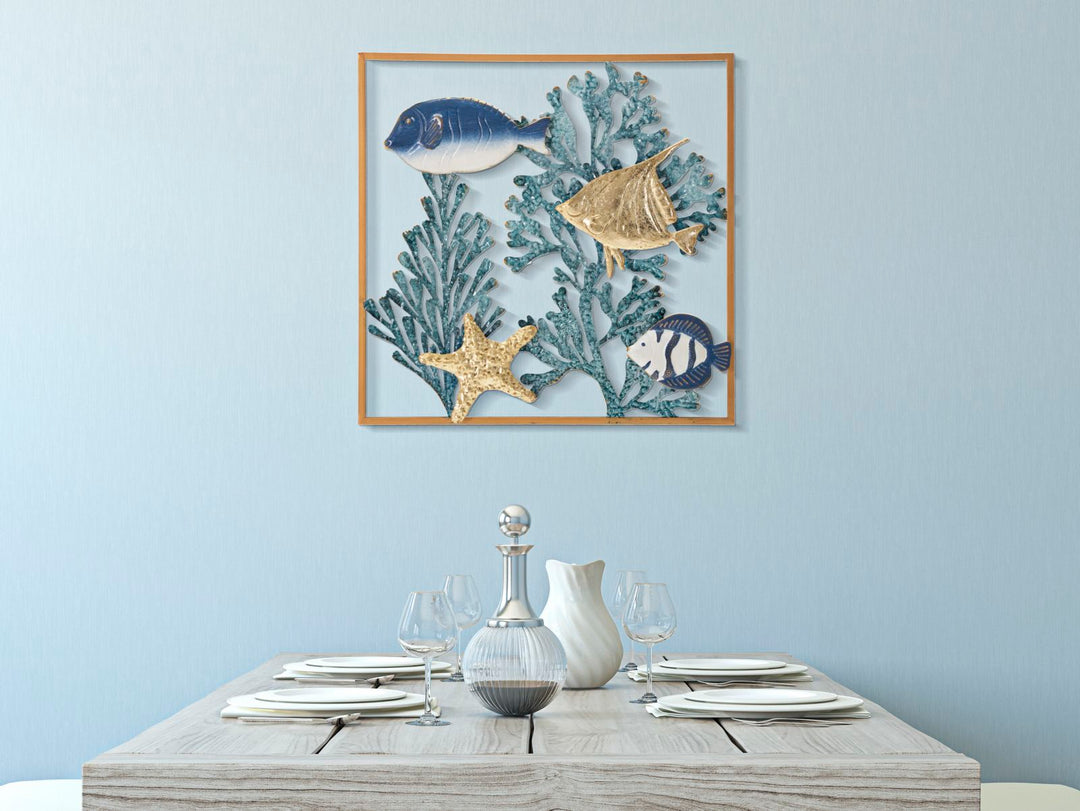 Korallenriff mit Fischen Marine Metall Wanddekoration