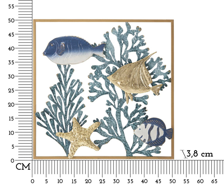 Korallenriff mit Fischen Marine Metall Wanddekoration