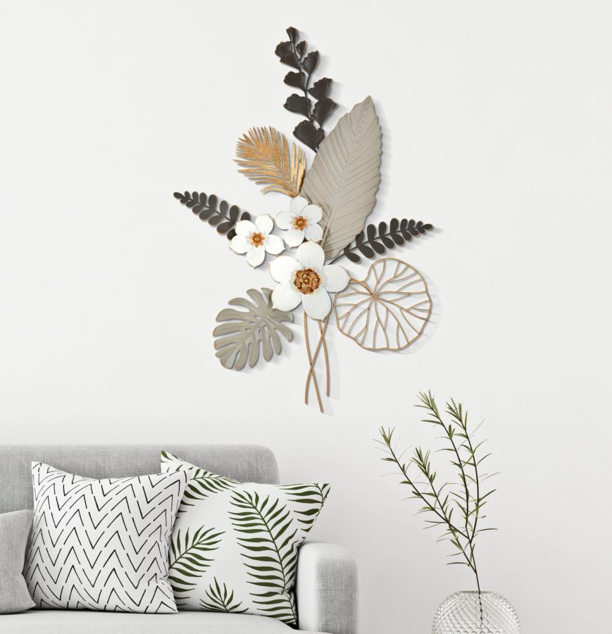 Tropische Blumen und Blattmuster Wanddekoration